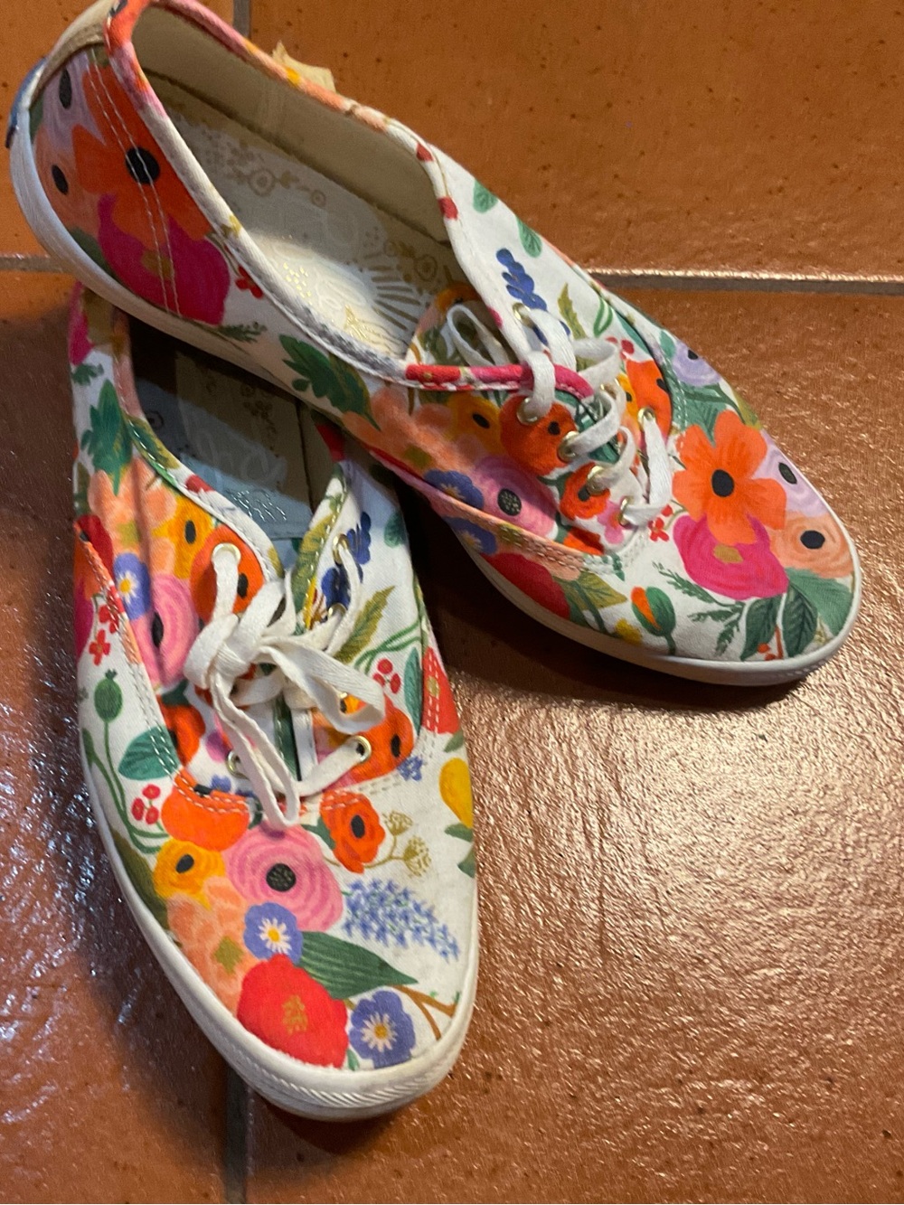 Keds x Rifle Paper Co Floral Canvas Sneakers 8.5 Garden Flowers Lace Up Shoes